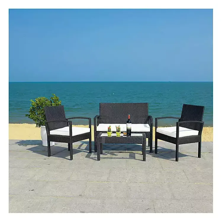 Outdoor Sets-Kirklands Home Black Wicker Frame 4-pc. Outdoor Living Set