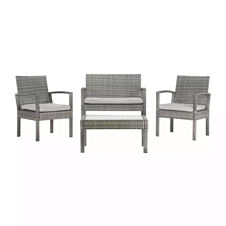 Outdoor Sets-Kirklands Home Wicker Frame 4-pc. Outdoor Living Set Gray