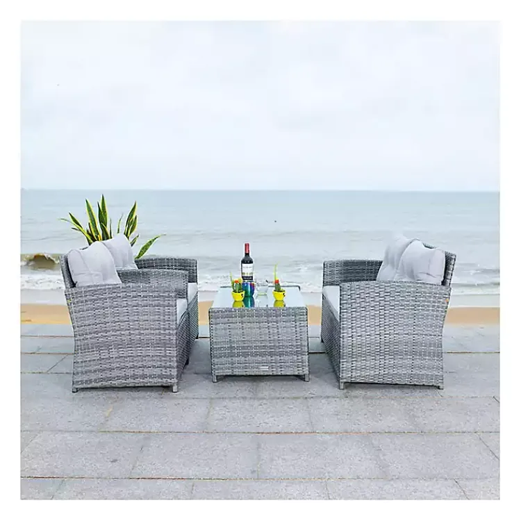 Outdoor Sets-Kirklands Home Wicker 4-pc. Deluxe Outdoor Living Set Gray