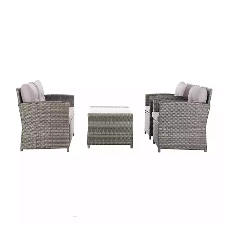 Outdoor Sets-Kirklands Home Wicker 4-pc. Deluxe Outdoor Living Set Gray