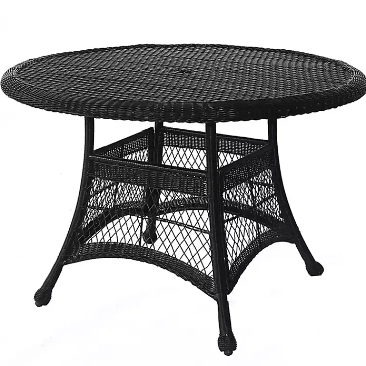 Outdoor Dining-Kirklands Home Espresso Resin Wicker Round Dining Table Black