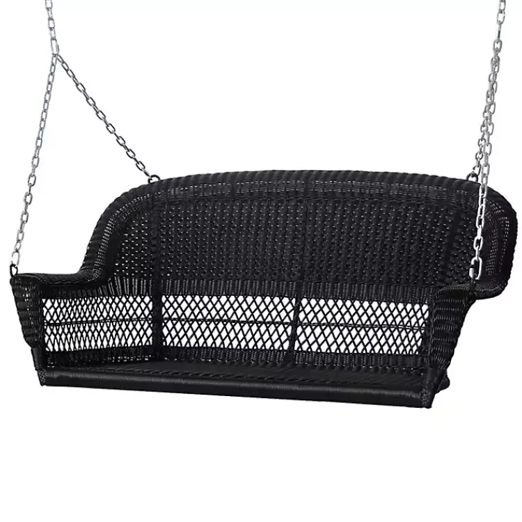 Outdoor Seating-Kirklands Home Wicker Hanging Porch Swing Black