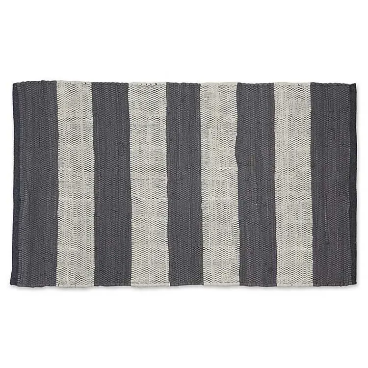 Accent Rugs-Kirklands Home and White Stripe Cotton Accent Rug, 2x3 Gray