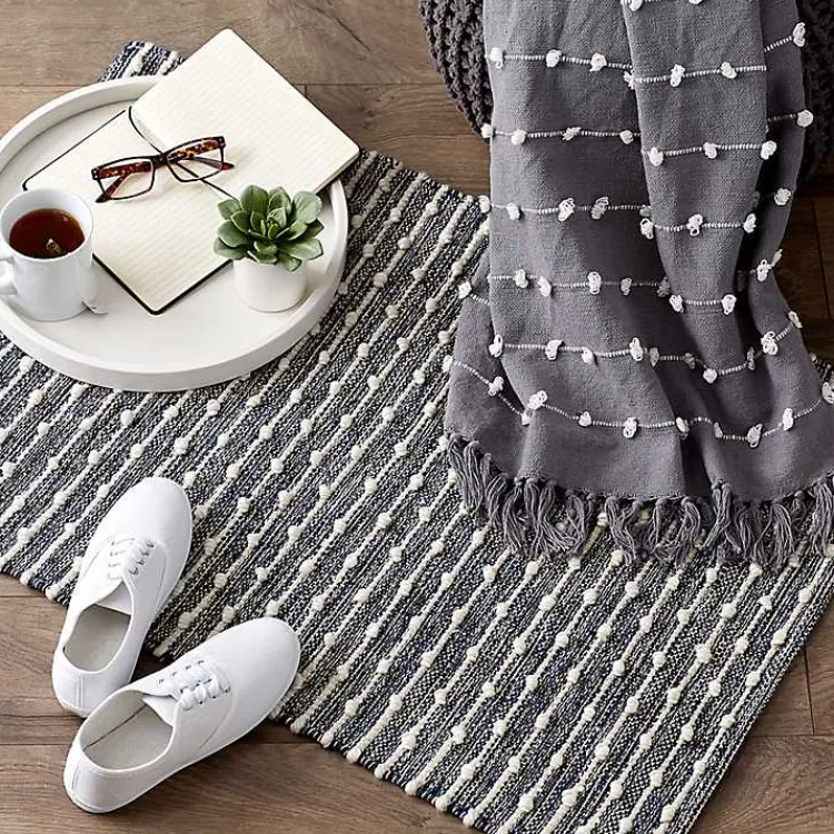 Accent Rugs-Kirklands Home French Recycled Cotton Accent Rug, 2x3 Blue