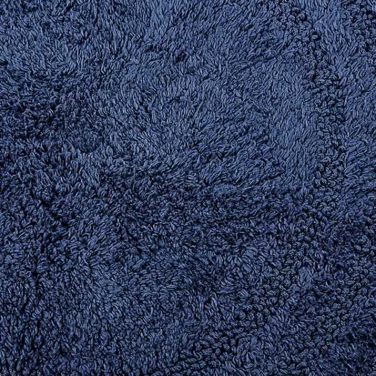 Bathroom Rugs-Kirklands Home Round French Crochet Bath Mat, 28 in. Blue