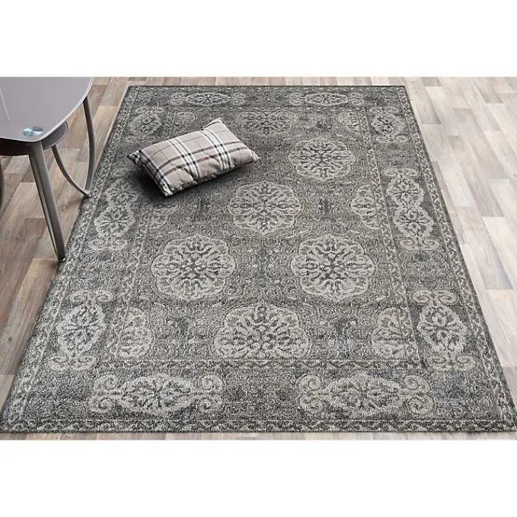 Area Rugs-Kirklands Home Bordered Pattern Area Rug, 4x6 Brown