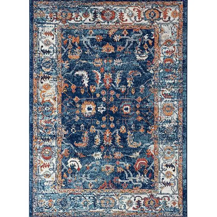 Area Rugs-Kirklands Home Navy Bordered Pattern Area Rug, 7x9
