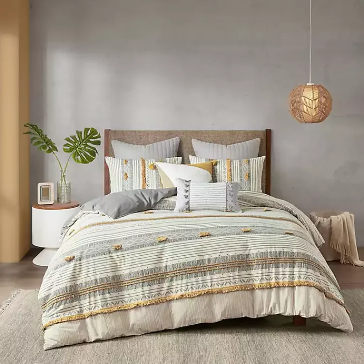 Comforters-Kirklands Home Yellow Striped 3-pc. Full/Queen Comforter Set