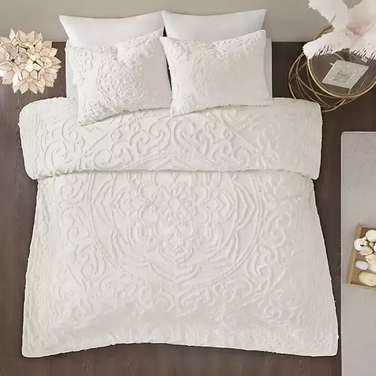 Comforters-Kirklands Home Medallion Full/Queen 3-pc. Comforter Set White