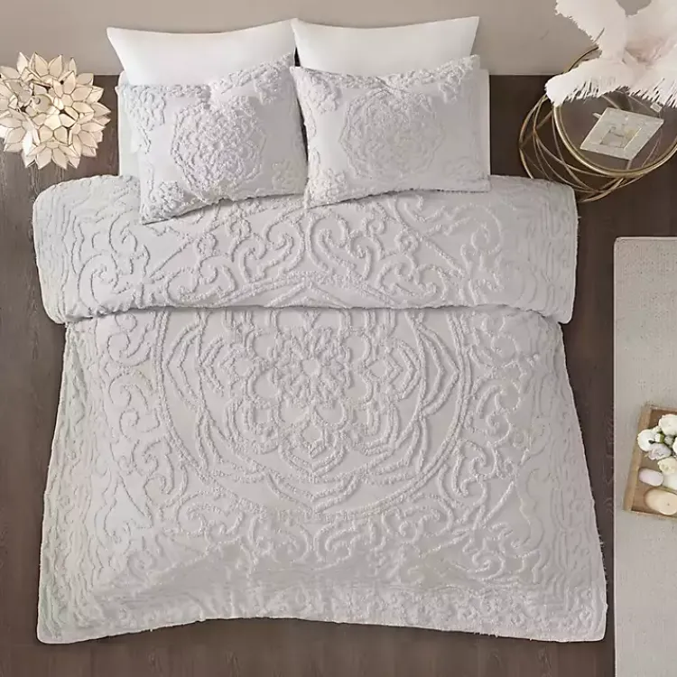 Comforters-Kirklands Home Medallion California King 3-pc. Comforter Set Gray