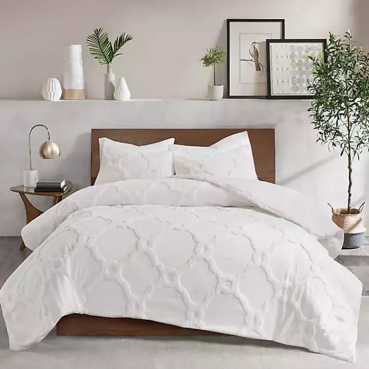 Comforters-Kirklands Home Geometric California King 3-pc Comforter Set White