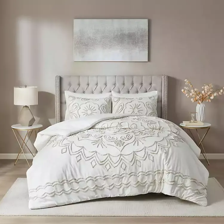 Comforters-Kirklands Home Medallion Full/Queen 3-pc. Comforter Set Ivory
