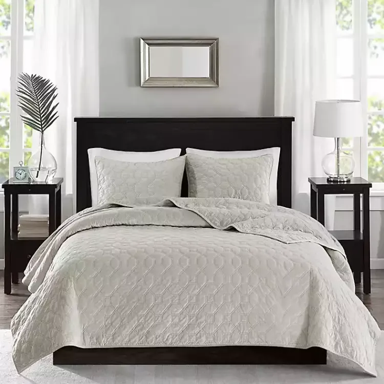 Bedspreads & Coverlets-Kirklands Home Faux Velvet California King 3-pc. Coverlet Set White