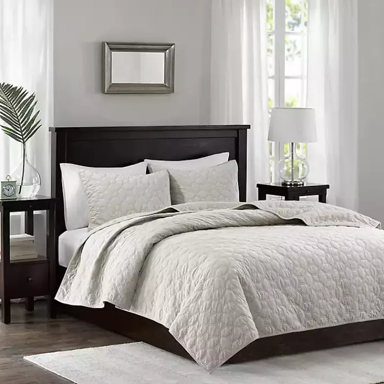 Bedspreads & Coverlets-Kirklands Home Faux Velvet California King 3-pc. Coverlet Set White