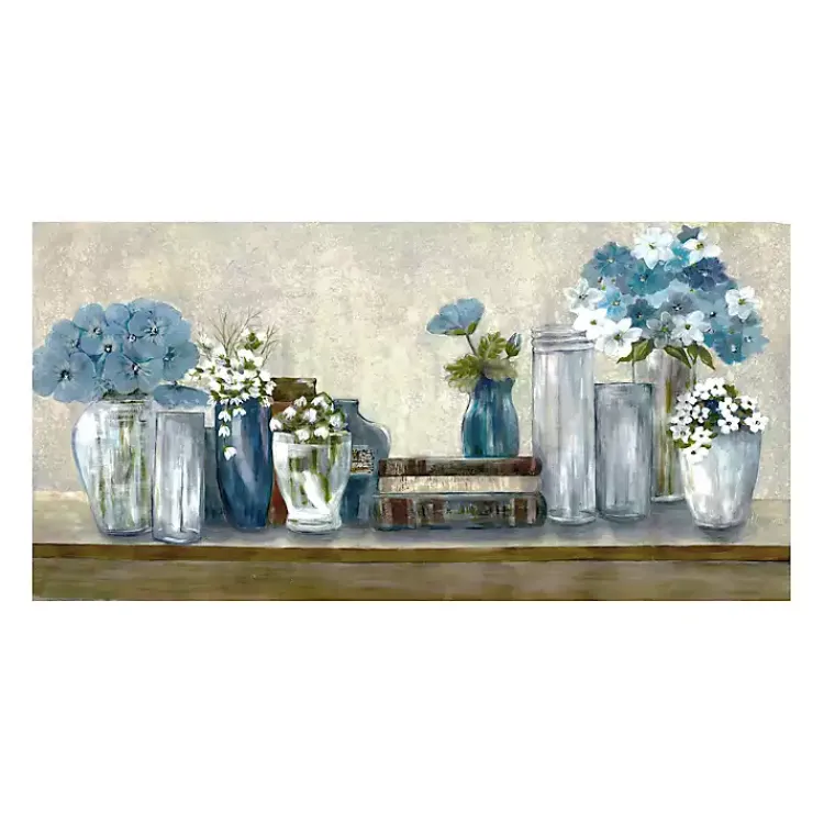 Canvas Art-Kirklands Home Blue Floral Desk Giclee Canvas Print, 40x20 in.