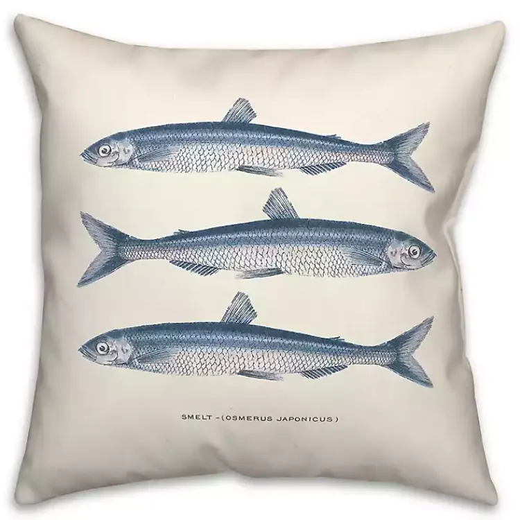 Outdoor Cushions & Pillows-Kirklands Home Blue Coastal Fish Outdoor Pillow
