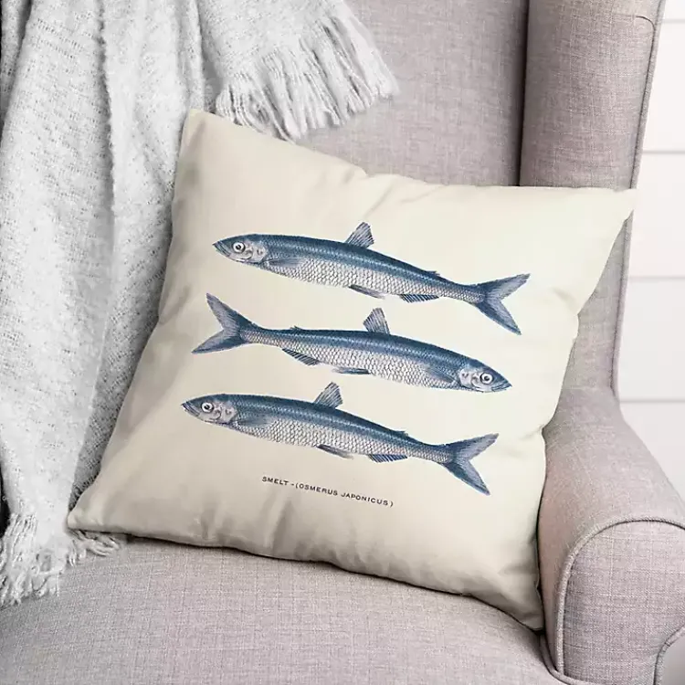 Outdoor Cushions & Pillows-Kirklands Home Blue Coastal Fish Outdoor Pillow