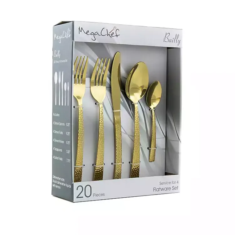 Flatware & Cutlery-Kirklands Home Stainless Steel 20-pc. Flatware Set Gold