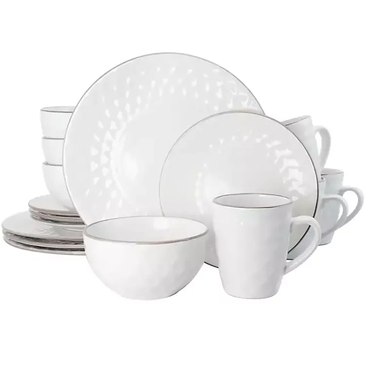 Dinnerware-Kirklands Home Pearl Stoneware 16-pc. Dinnerware Set White