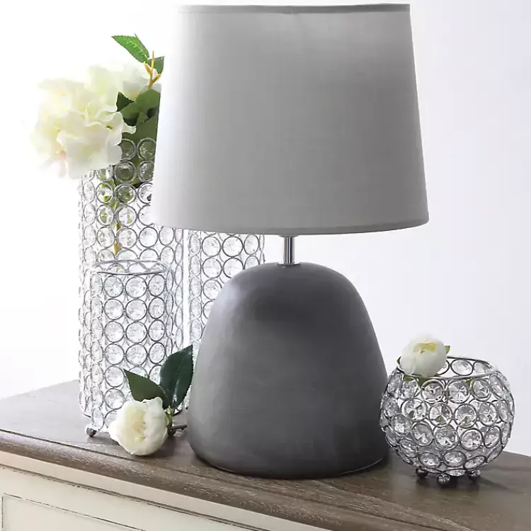 Table Lamps-Kirklands Home Emma Concrete Table Lamp with Shade Gray