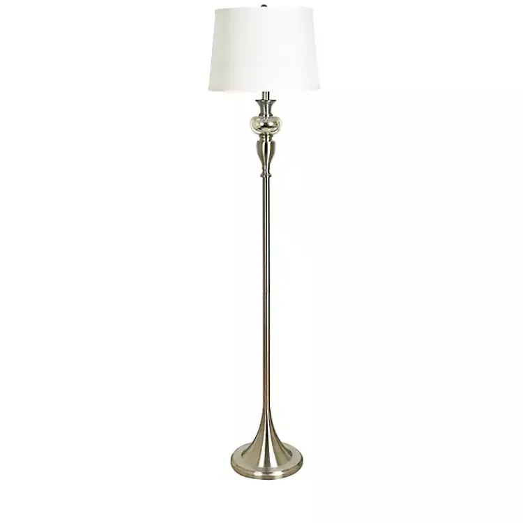 Floor Lamps-Kirklands Home Brushed Steel Fluted Floor Lamp White