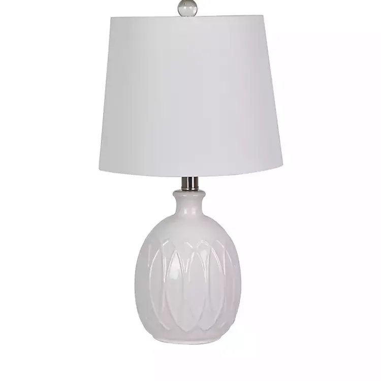 Table Lamps-Kirklands Home Raised Geometric Table Lamp White