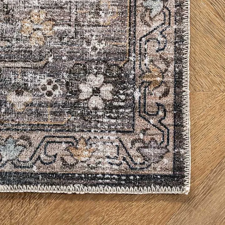 Area Rugs-Kirklands Home Orange Distressed Medallion Washable Area Rug, 4x6