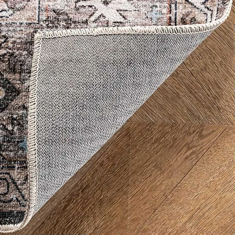 Area Rugs-Kirklands Home Orange Distressed Medallion Washable Area Rug, 5x8