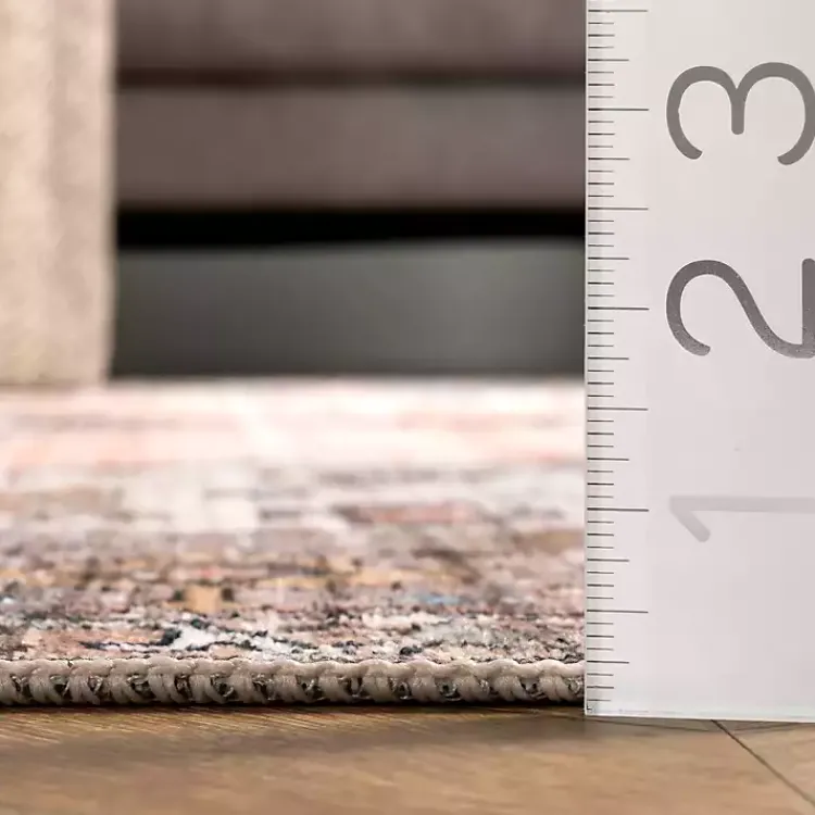 Area Rugs-Kirklands Home Orange Distressed Medallion Washable Area Rug, 5x8