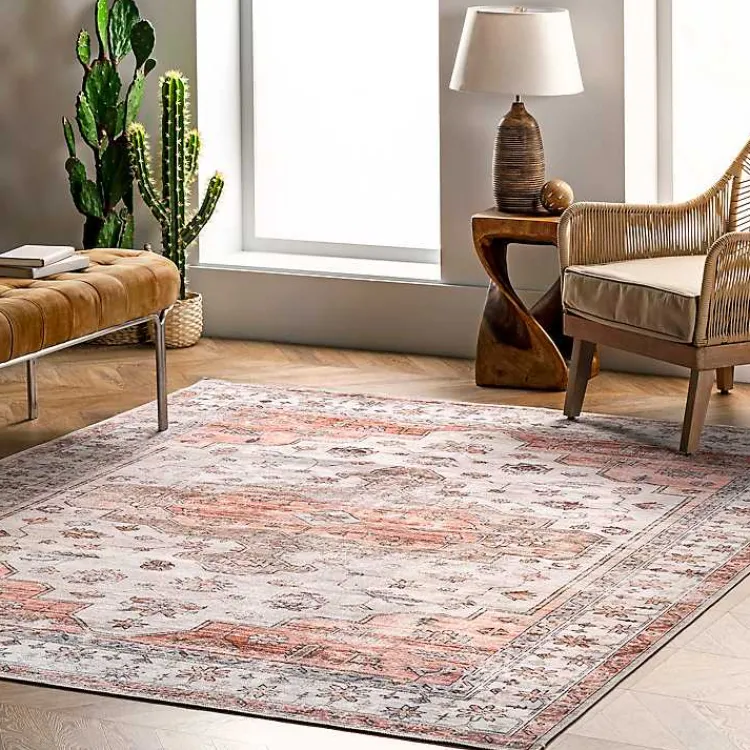 Area Rugs-Kirklands Home Natural Faded Vintage Washable Area Rug, 5x8
