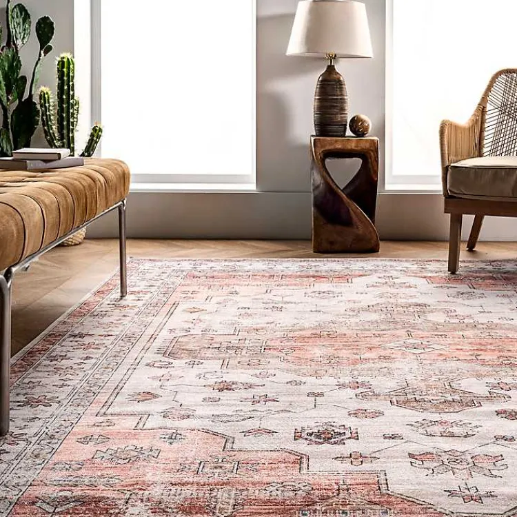 Area Rugs-Kirklands Home Natural Faded Vintage Washable Area Rug, 5x8