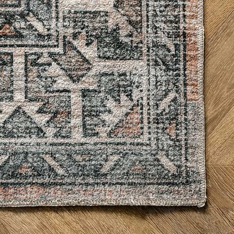 Area Rugs-Kirklands Home Orange Global Pattern Washable Area Rug, 4x6