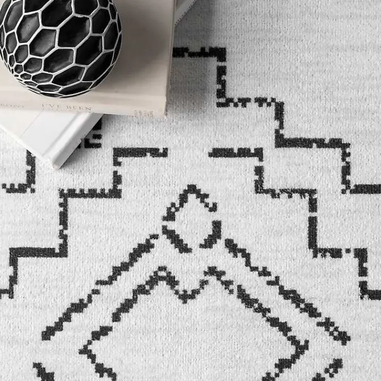 Accent Rugs-Kirklands Home Black and Ivory Moroccan Washable Runner
