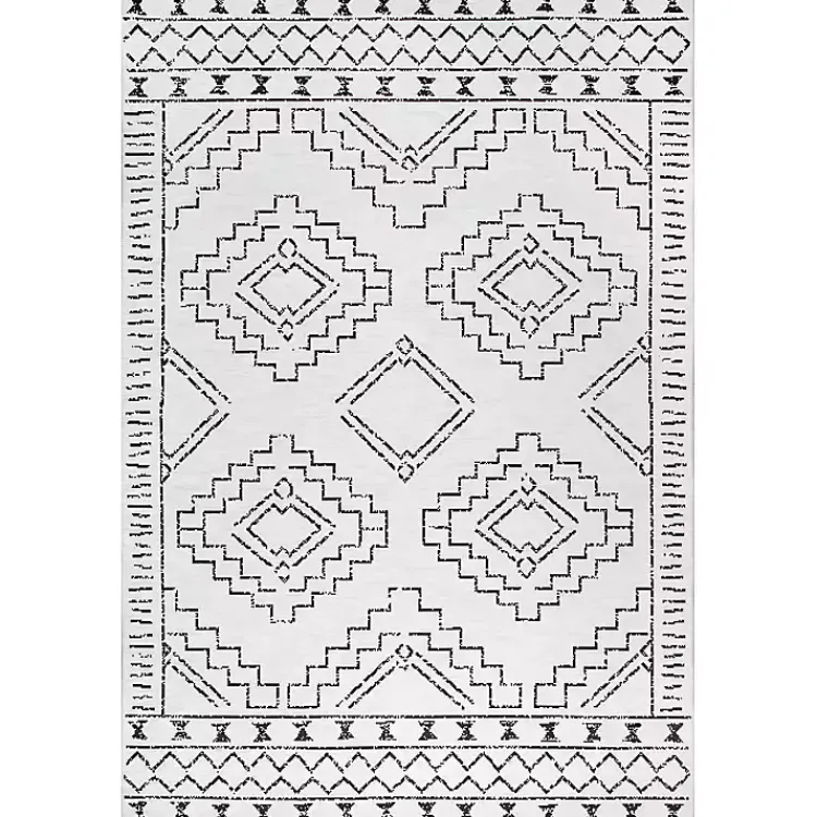 Area Rugs-Kirklands Home Black and Ivory Moroccan Washable Area Rug, 4x6