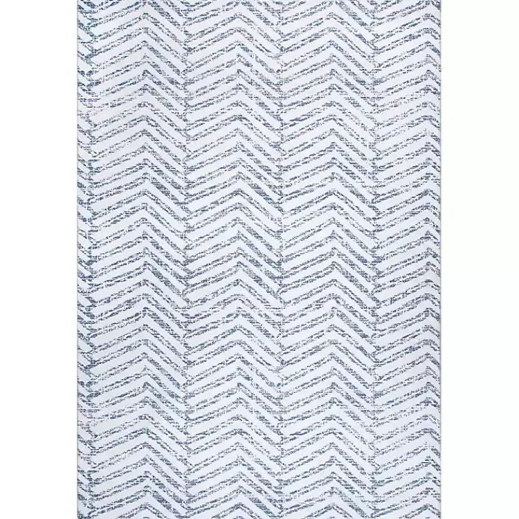 Area Rugs-Kirklands Home Blue Geometric Pattern Washable Area Rug, 4x6