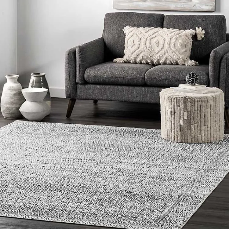 Area Rugs-Kirklands Home Gray Abstract Pattern Washable Area Rug, 4x6