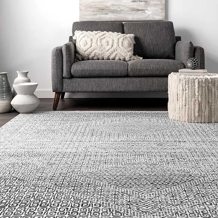 Area Rugs-Kirklands Home Gray Abstract Pattern Washable Area Rug, 5x8