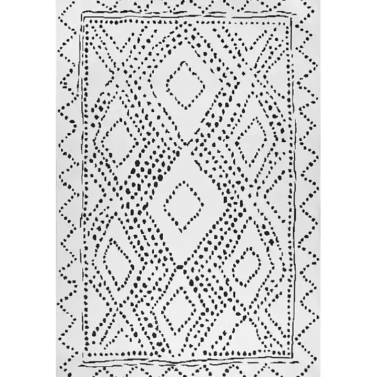 Area Rugs-Kirklands Home Ivory and Black Diamond Washable Area Rug, 4x6
