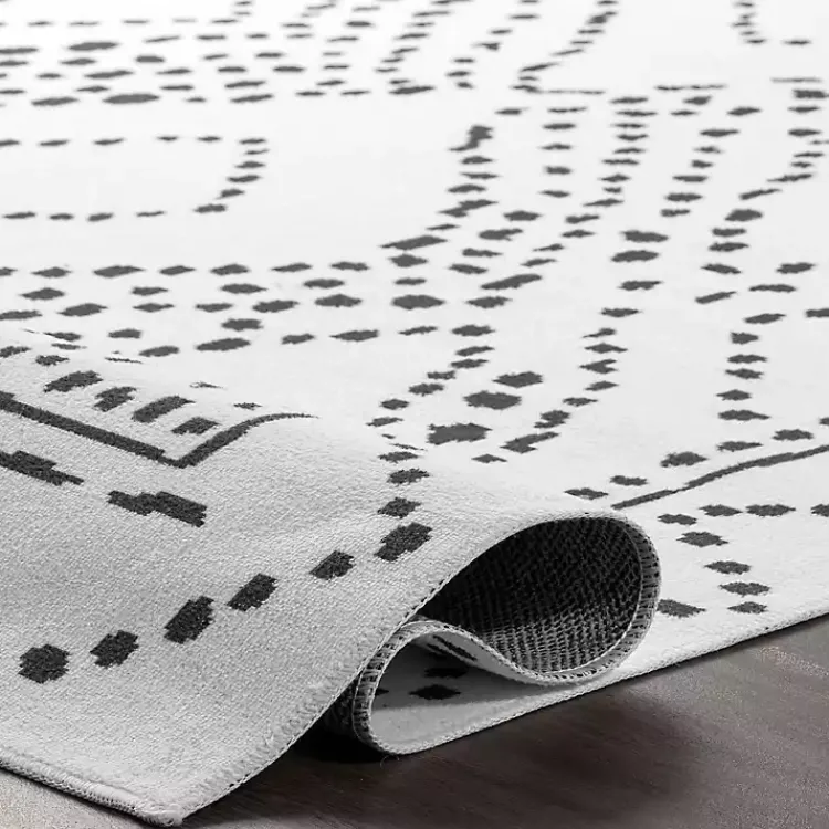 Area Rugs-Kirklands Home Ivory and Black Diamond Washable Area Rug, 4x6