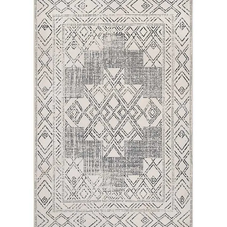 Area Rugs-Kirklands Home Gray Geometric Medallion Washable Area Rug, 5x8