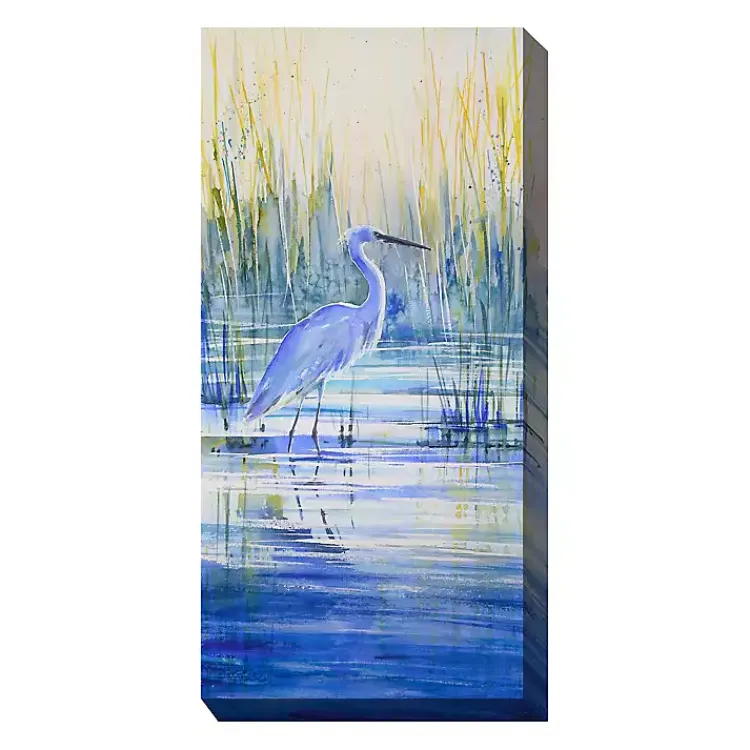 Outdoor Wall Decor-Kirklands Home Blue Crane Outdoor Canvas Art Print, 24x48 in.