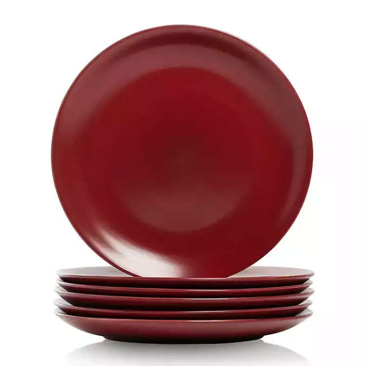 Dinnerware-Kirklands Home Matte Ceramic Dinner Plates, Set of 6 Red