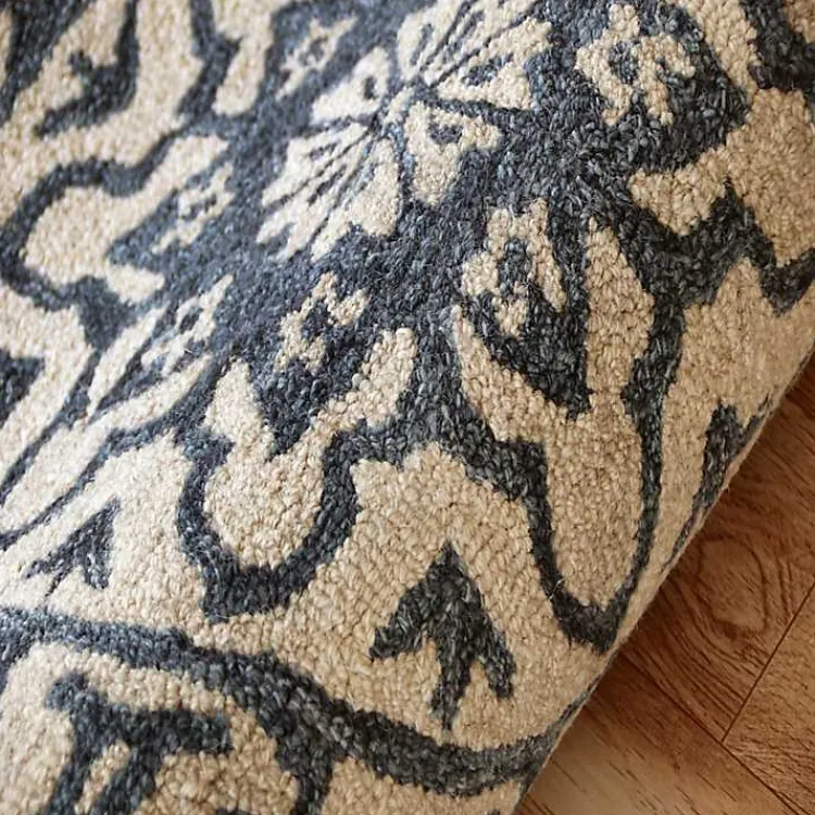 Area Rugs-Kirklands Home Blue Wool Mosaic Medallion Round Area Rug, 3 ft.