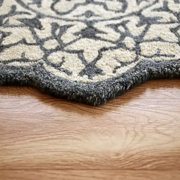 Area Rugs-Kirklands Home Blue Wool Mosaic Medallion Round Area Rug, 3 ft.