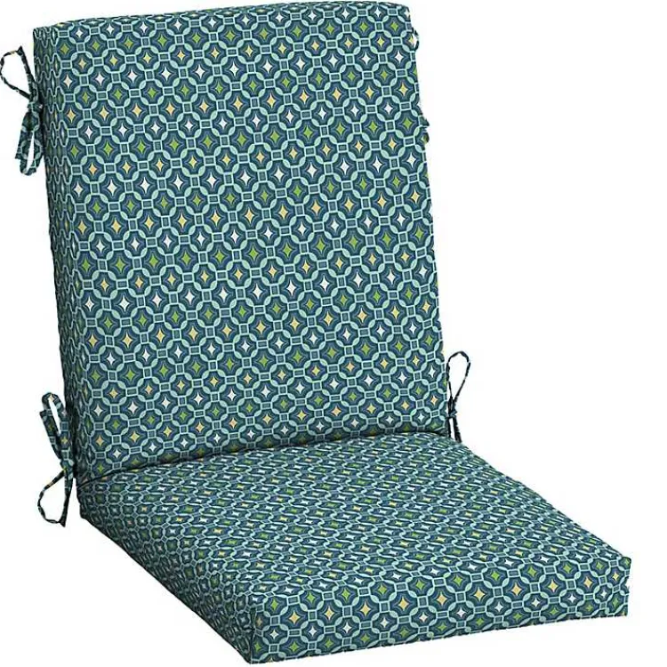 Outdoor Cushions & Pillows-Kirklands Home Alana Tile Luxe Outdoor Dining Chair Cushion Blue