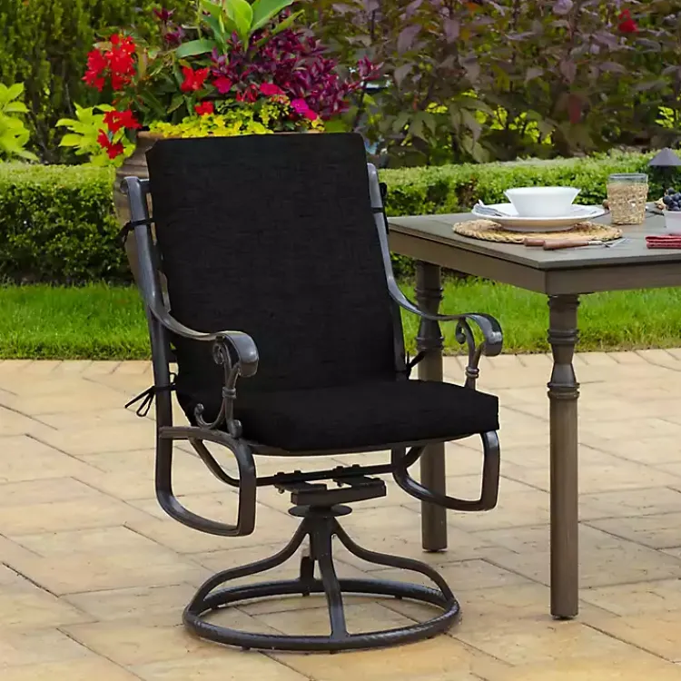 Outdoor Cushions & Pillows-Kirklands Home Leala Texture Outdoor Dining Chair Cushion Black