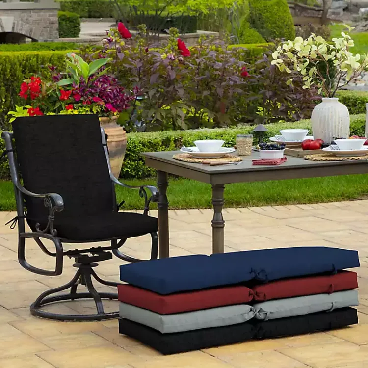Outdoor Cushions & Pillows-Kirklands Home Leala Texture Outdoor Dining Chair Cushion Black