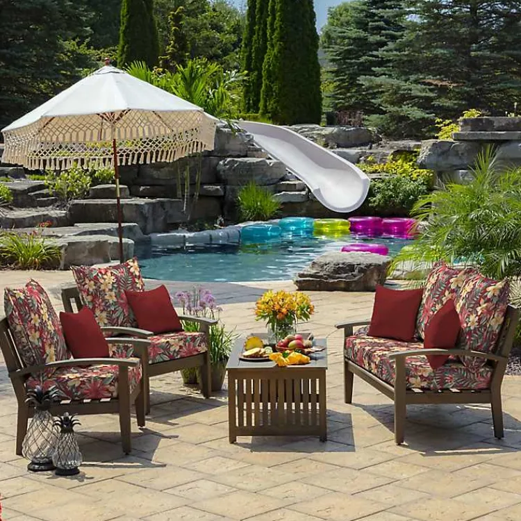 Outdoor Cushions & Pillows-Kirklands Home Ruby Tropical 2-pc. Outdoor Deep Seat Cushion