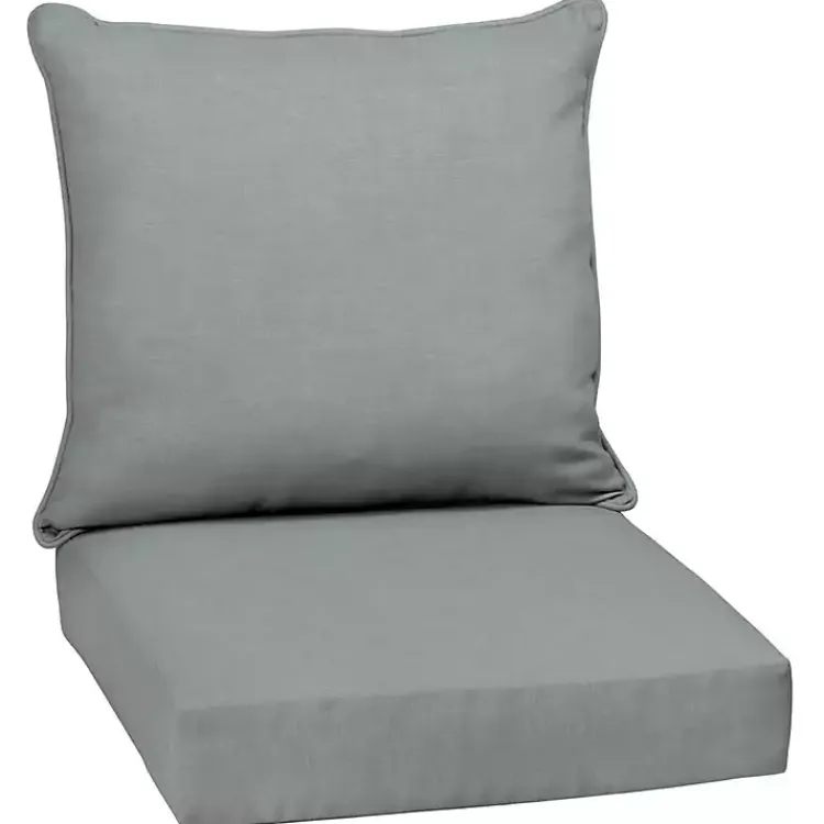 Outdoor Cushions & Pillows-Kirklands Home Stone Leala Texture Outdoor Deep Seat Cushions Gray