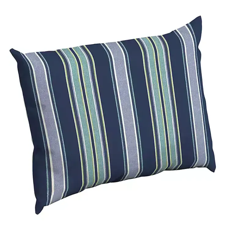 Outdoor Cushions & Pillows-Kirklands Home Sapphire Aurora Stripe Outdoor Lumbar Pillow